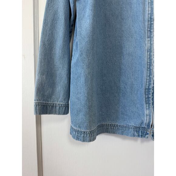 Denim & Co Blue Denium Zip Up Cotton Collared Shirt Size Large - Picture 10 of 12